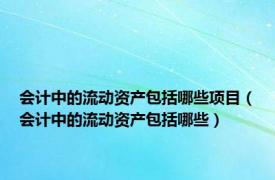 会计中的流动资产包括哪些项目（会计中的流动资产包括哪些）