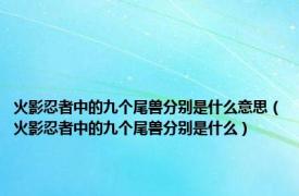 火影忍者中的九个尾兽分别是什么意思（火影忍者中的九个尾兽分别是什么）