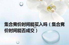 集合竞价时间能买入吗（集合竞价时间能否成交）