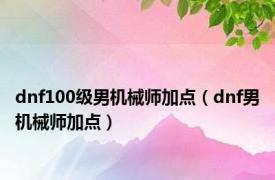 dnf100级男机械师加点（dnf男机械师加点）