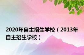 2020年自主招生学校（2013年自主招生学校）