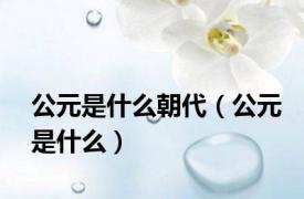 公元是什么朝代（公元是什么）