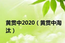 黄贯中2020（黄贯中淘汰）