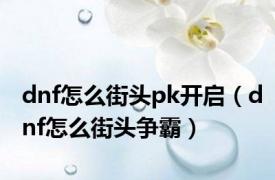 dnf怎么街头pk开启（dnf怎么街头争霸）