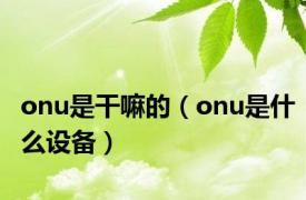 onu是干嘛的（onu是什么设备）