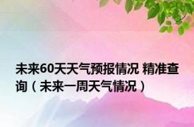 未来60天天气预报情况 精准查询（未来一周天气情况）