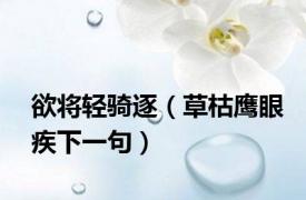 欲将轻骑逐（草枯鹰眼疾下一句）