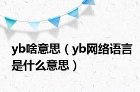 yb啥意思（yb网络语言是什么意思）