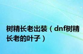 树精长老出装（dnf树精长老的叶子）