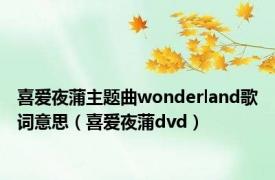 喜爱夜蒲主题曲wonderland歌词意思（喜爱夜蒲dvd）