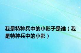 我是特种兵中的小影子是谁（我是特种兵中的小影）