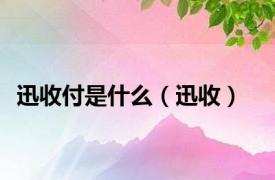 迅收付是什么（迅收）