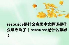 resource是什么意思中文翻译是什么意思啊了（resource是什么意思）