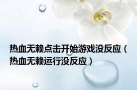 热血无赖点击开始游戏没反应（热血无赖运行没反应）