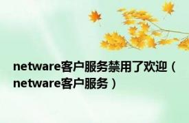 netware客户服务禁用了欢迎（netware客户服务）