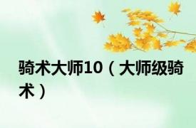 骑术大师10（大师级骑术）