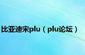 比亚迪宋plu（plu论坛）