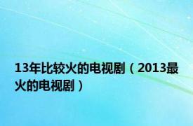 13年比较火的电视剧（2013最火的电视剧）