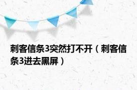 刺客信条3突然打不开（刺客信条3进去黑屏）