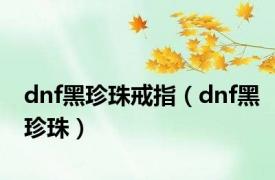 dnf黑珍珠戒指（dnf黑珍珠）