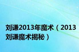 刘谦2013年魔术（2013刘谦魔术揭秘）