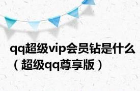 qq超级vip会员钻是什么（超级qq尊享版）