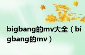 bigbang的mv大全（bigbang的mv）