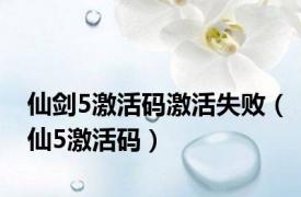 仙剑5激活码激活失败（仙5激活码）