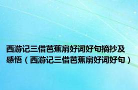 西游记三借芭蕉扇好词好句摘抄及感悟（西游记三借芭蕉扇好词好句）