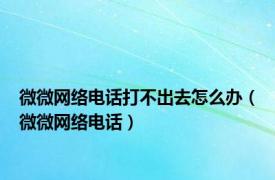 微微网络电话打不出去怎么办（微微网络电话）