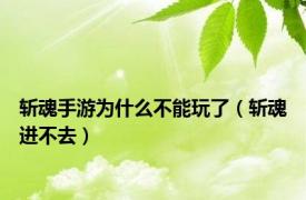 斩魂手游为什么不能玩了（斩魂进不去）