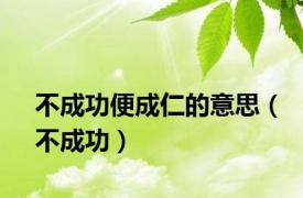 不成功便成仁的意思（不成功）