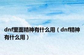 dnf里面精神有什么用（dnf精神有什么用）