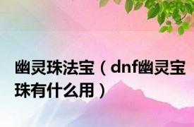 幽灵珠法宝（dnf幽灵宝珠有什么用）