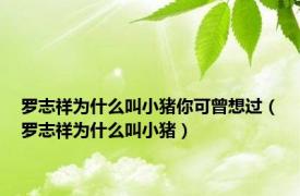 罗志祥为什么叫小猪你可曾想过（罗志祥为什么叫小猪）