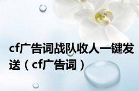 cf广告词战队收人一键发送（cf广告词）