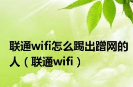 联通wifi怎么踢出蹭网的人（联通wifi）