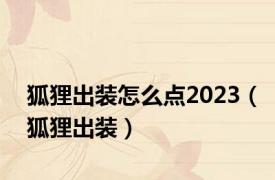 狐狸出装怎么点2023（狐狸出装）