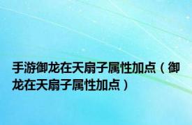 手游御龙在天扇子属性加点（御龙在天扇子属性加点）