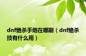 dnf绝杀手炮在哪刷（dnf绝杀技有什么用）