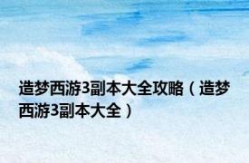 造梦西游3副本大全攻略（造梦西游3副本大全）