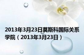 2013年3月23日莫斯科国际关系学院（2013年3月23日）