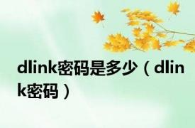 dlink密码是多少（dlink密码）