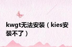 kwgt无法安装（kies安装不了）