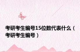 考研考生编号15位数代表什么（考研考生编号）