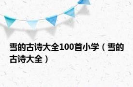 雪的古诗大全100首小学（雪的古诗大全）