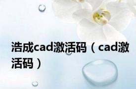 浩成cad激活码（cad激活码）