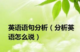 英语语句分析（分析英语怎么说）