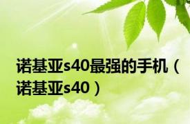 诺基亚s40最强的手机（诺基亚s40）