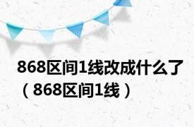 868区间1线改成什么了（868区间1线）